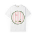 Golf Flag & Ball Tee — Vintage Pink Striped Golf T-Shirt