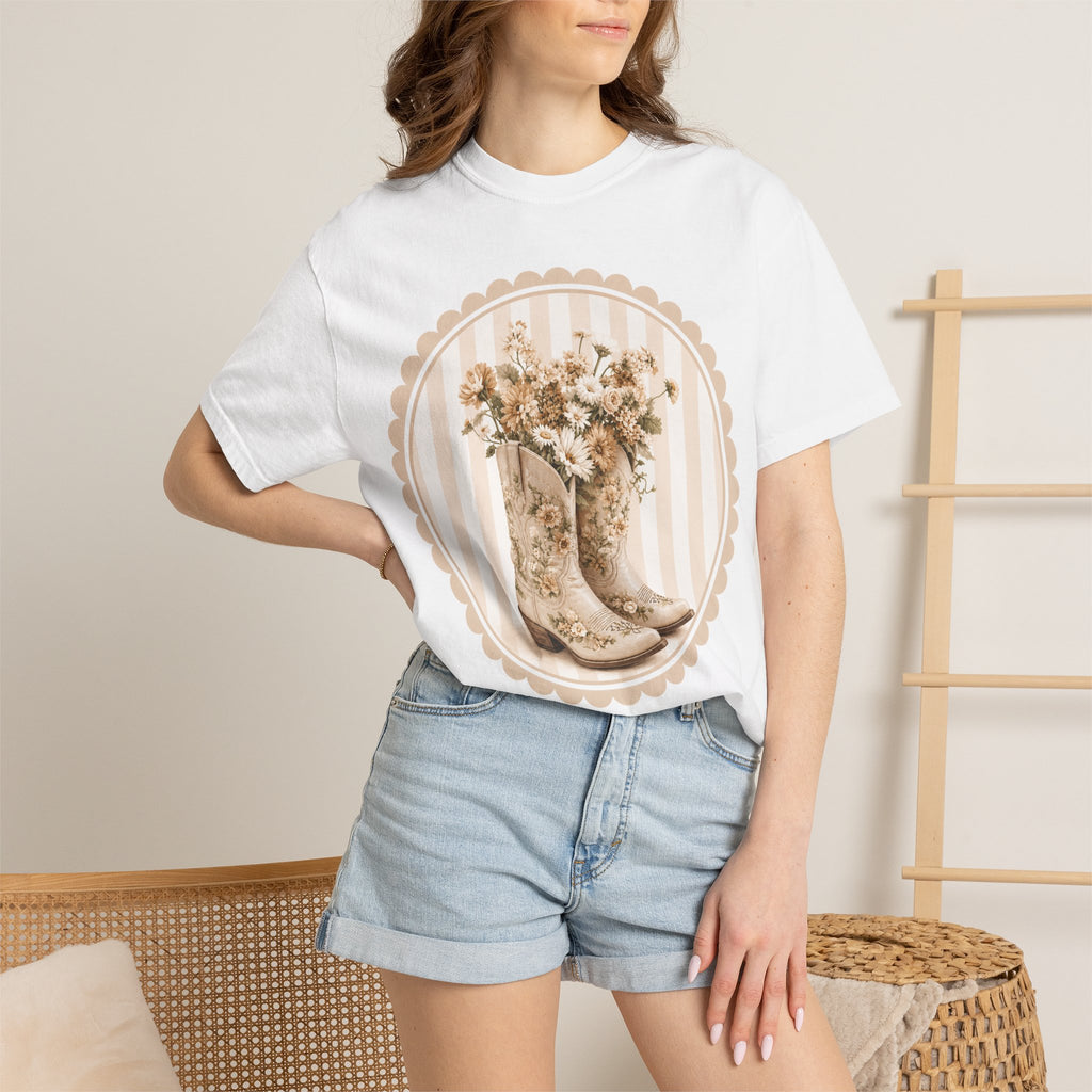 Cowboy Boots & Wildflowers T‑Shirt — Vintage Floral Western Tee