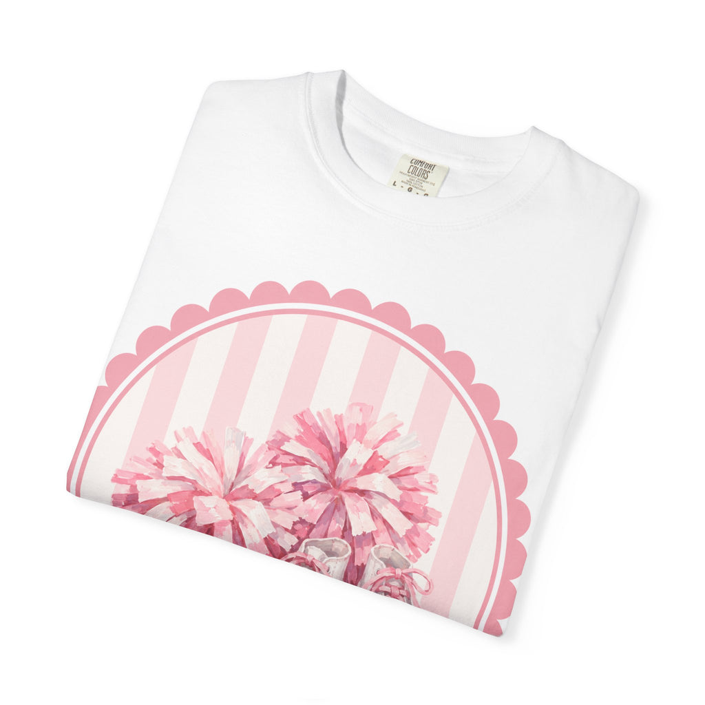 Cheerleader Pom-Poms & Sneakers Graphic T-Shirt — Pink Cheer Spirit Tee